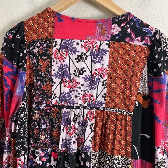 Anthropologie One September Womens Small Arcata Patchwork Dress Long Sleeve - Picture 10 of 10